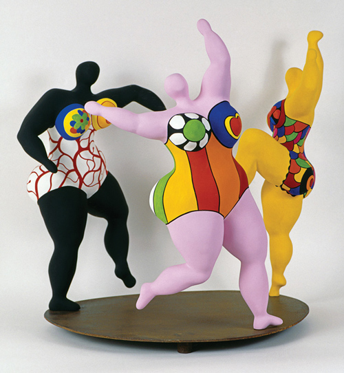 Les trois Grâces, Niki de Saint-Phalle, résine polyester peinte sur une base acier rouillé, 66x79x89 cm, 1994